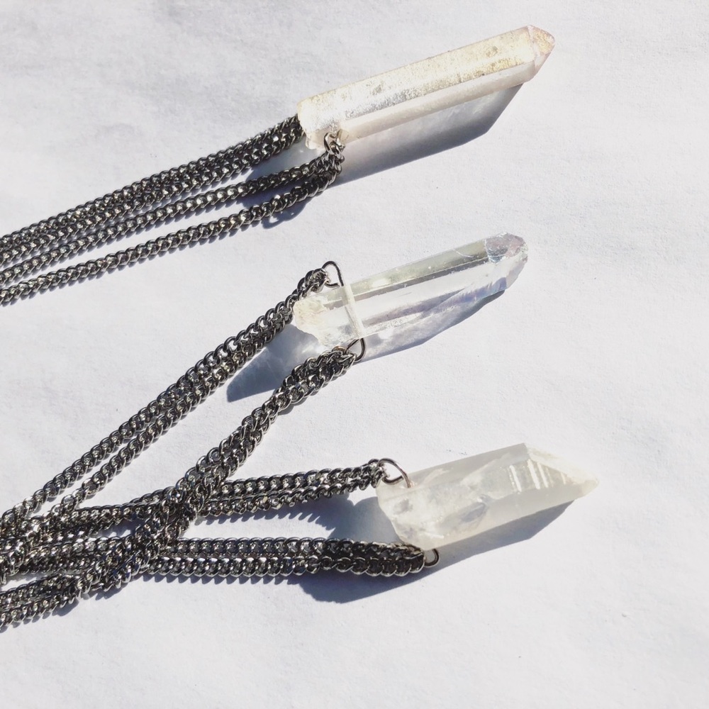 Lemurian Clear Quartz Crystal Pendant Necklace - Picture 2 of 4